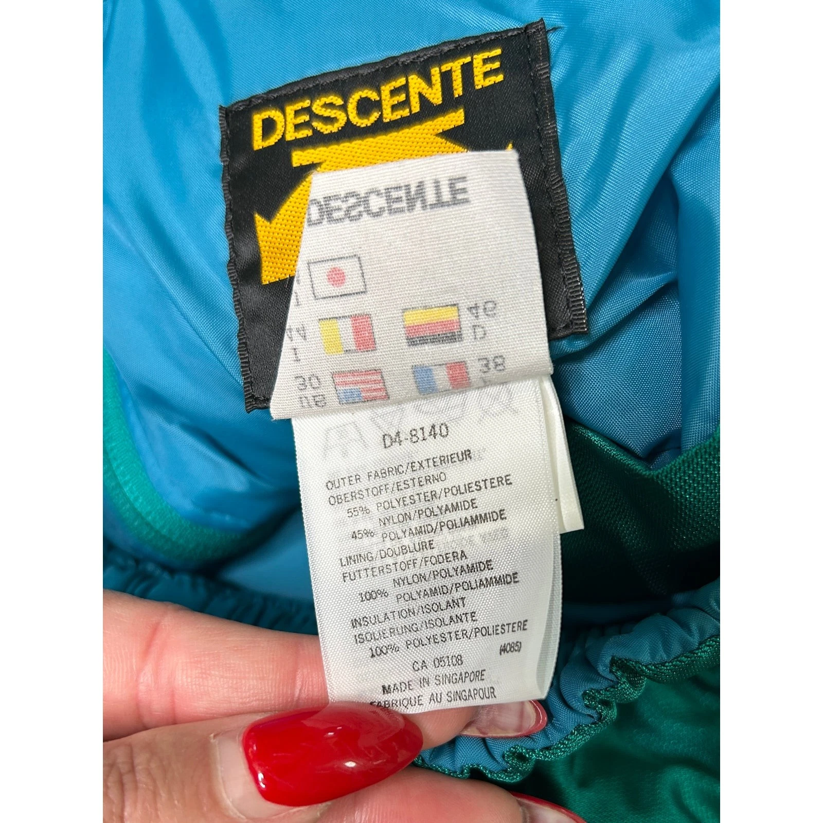 Vintage Descente 2 Piece Ski Suit Mens Jacket M Pants 30 Teal Colorblock 80s 90s image 21