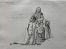 Antique Engraving human suffering and compassion portrayed in Gros’s work 1868