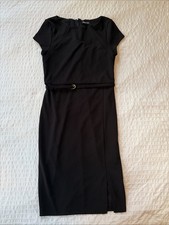 Express Black Cap-Sleeve Sheath Dress Belted size Small Poly Spandex LBD