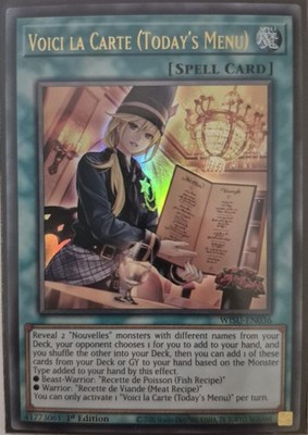 YuGiOh Voici la Carte (Today's Menu) Ultra Rare 1st Edition WISU-EN036