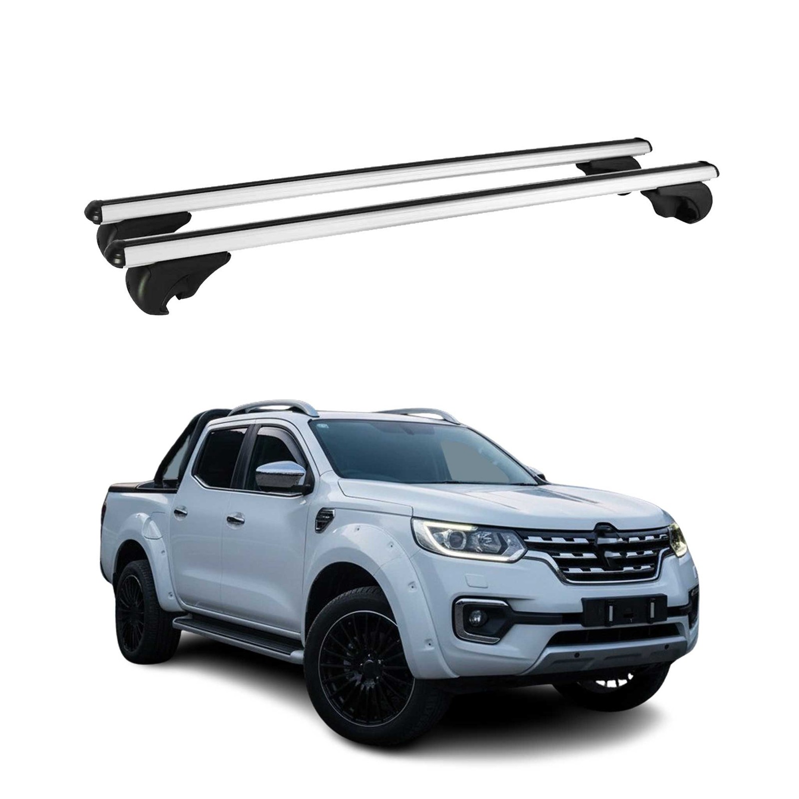 Barres de toit en aluminium argent pour Renault Alaskan 2017-2021