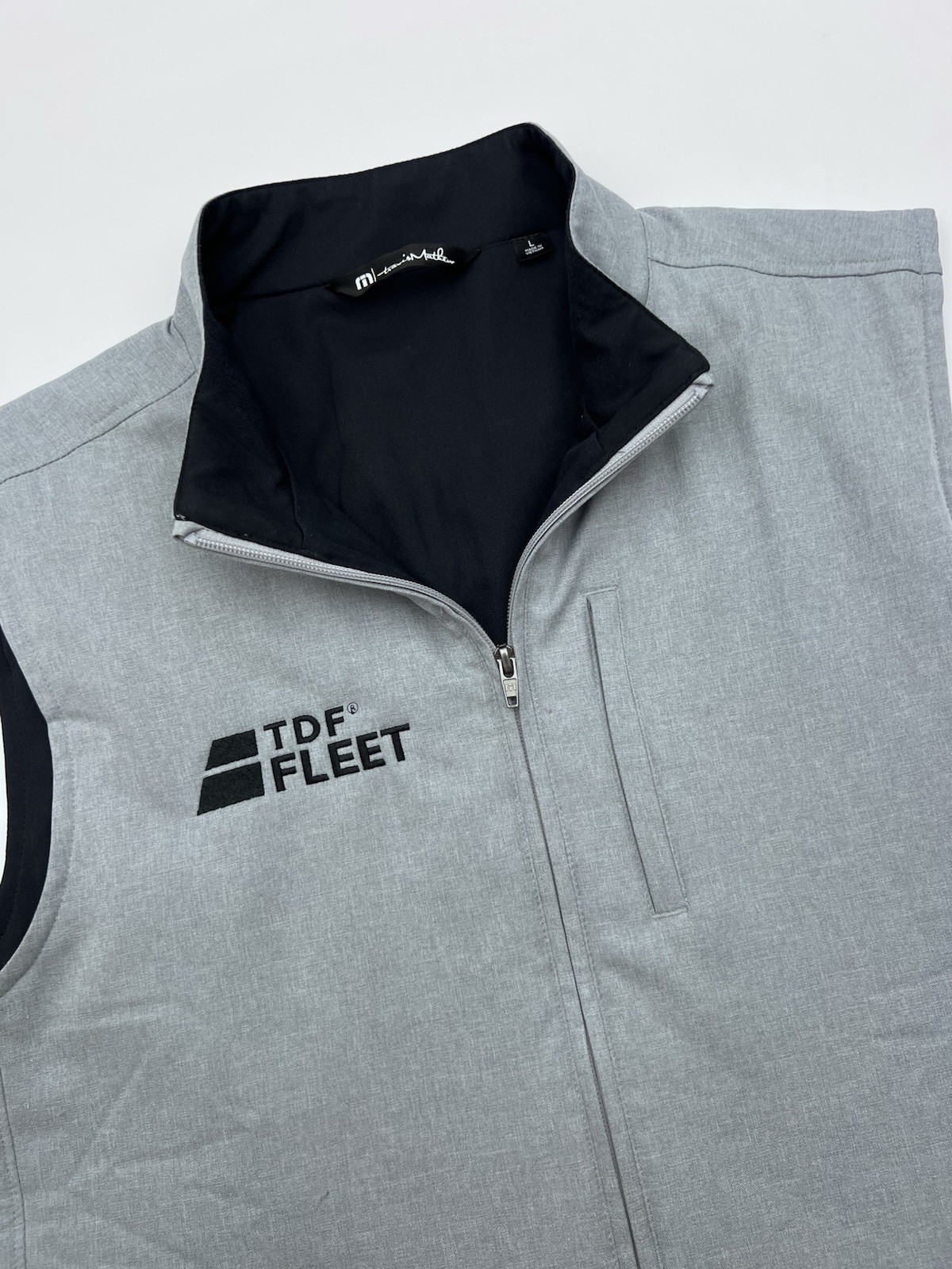 Travis Mathew Vest Men Large Gray Full Zip Performance Local Secret TDF Fleet