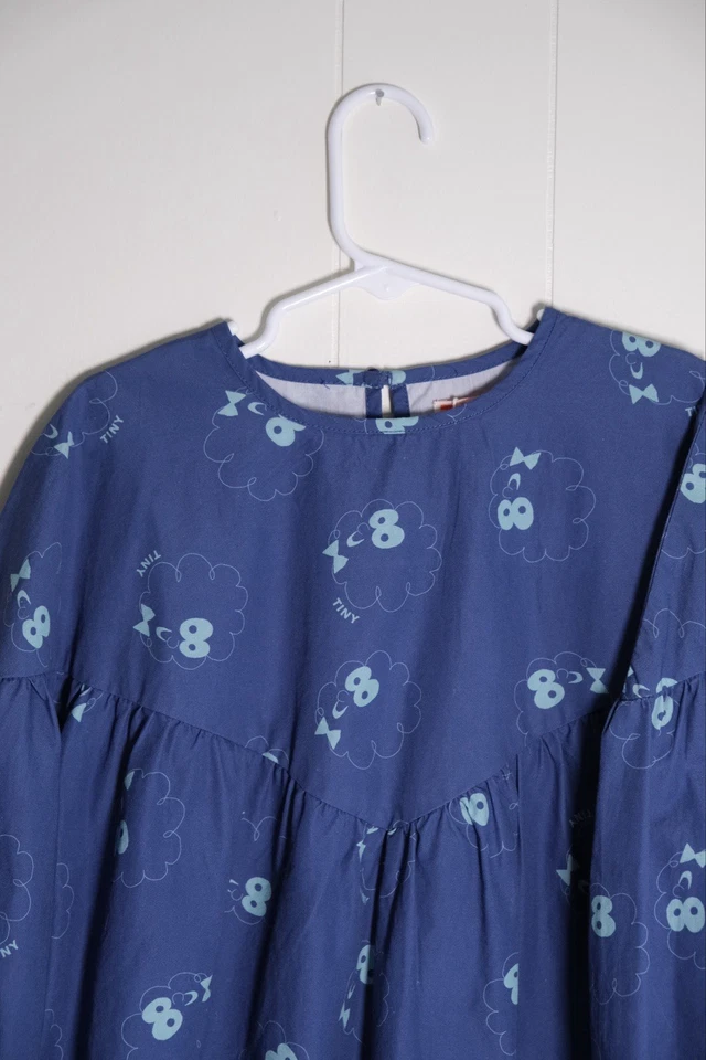 Tiny Cottons Guest Gathered Dress Light Navy Sz 8 NWT Poplin Whimsy Cottagecore - Image 4 of 4