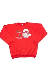 Vintage I Believe In Santa Claus Sweatshirt Ugly Christmas Sweater Holiday Yule