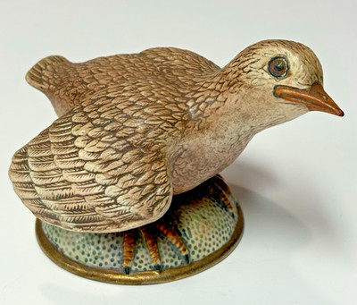 Porcelain Juvenile Bird Matte Finish Detailed Figurine R Penko Gold Rim Vintage