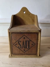 Antique Wood Salt Candle Box Vintage Rustic Primitive Hand Made