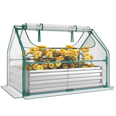 Miory 4x2.5x1FT Garden Bed, PE Cover, Greenhouse, Zipper Windows, Labels & Glove
