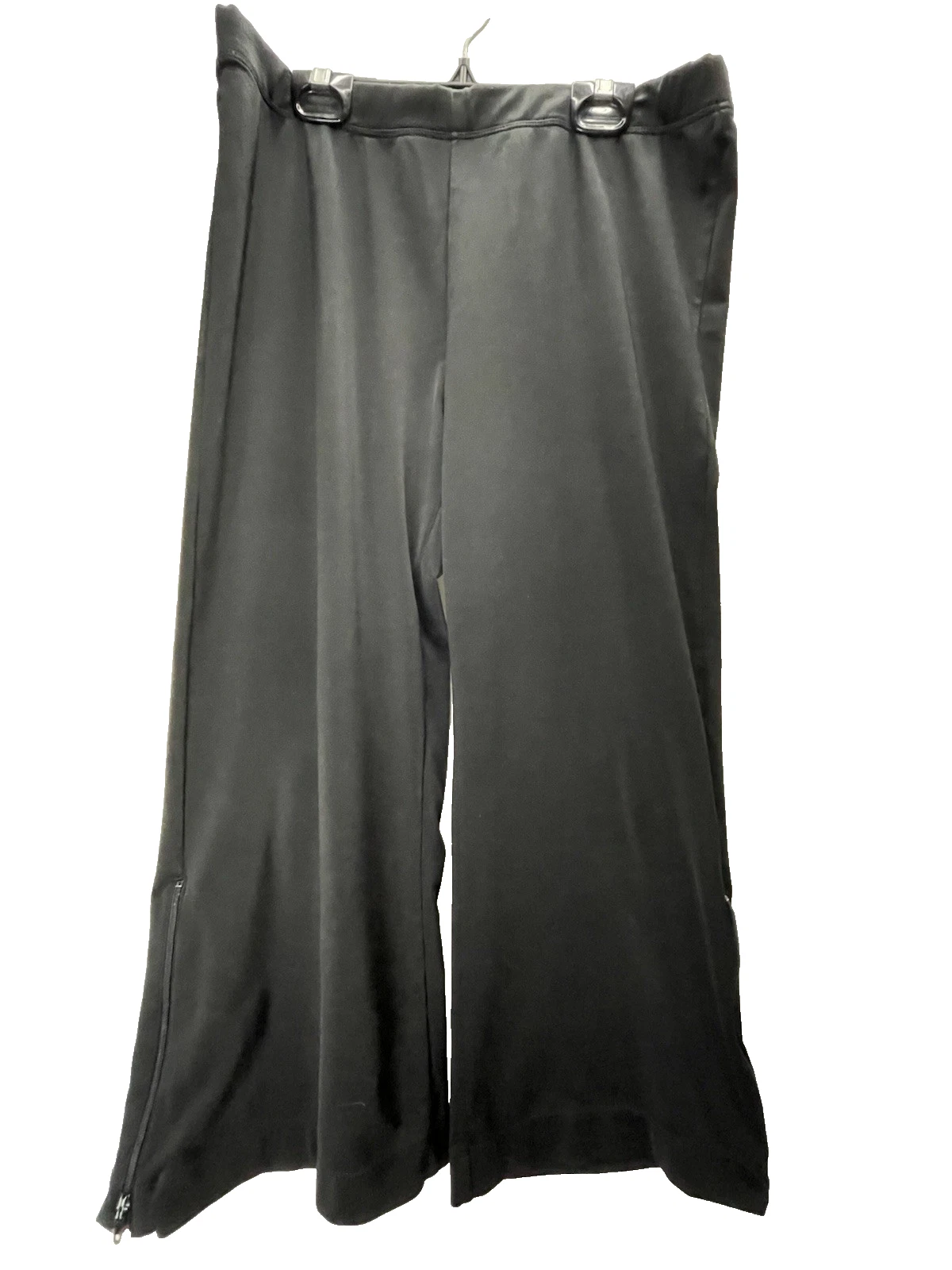 Prospirit Activewear Pants Black Polyester Lycra Blend Size Medium Bottom Zip