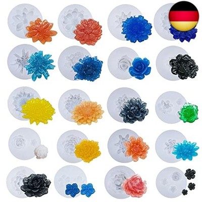 Woohome 3D Blume Silikon, Silikonform für Sukkulenten, 20 Stück 3D Blume E