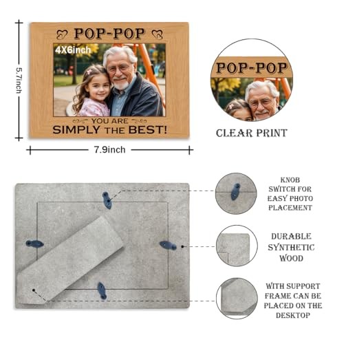 Gift for Grandad Grandpa Granddaddy Pop-pop, Photo Gifts Wooden Picture Frame, - Bild 3 von 6