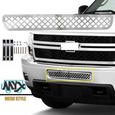 8K Mirror Diamond Mesh Lower Grille Fits 2011-2014 Chevy Silverado 2500HD/3500HD