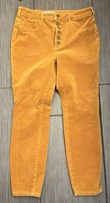 Anthropologie Pilcro High Rise Button Fly Skinny Yellow Corduroy Pants Size 31