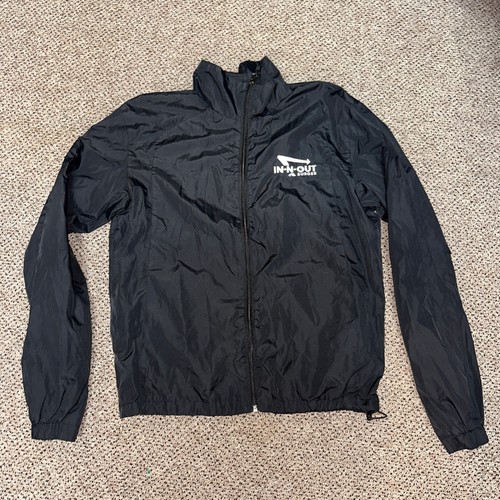 In-N-Out Burger Windbreaker Jacket Black Full Zip Employee Uniform Logo Mens L