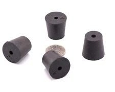 #4 Black Rubber Stoppers 1 Hole Lab Tapered Plug Bung Cork  Fits 13/16" to 1" ID