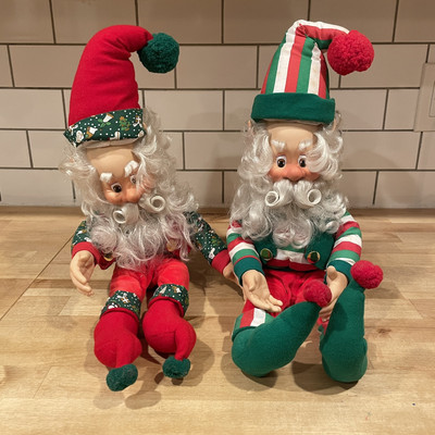 (2) 22'' Enesco North Pole Village Christmas Poseable Elf Doll By Sandi Zimnicki
