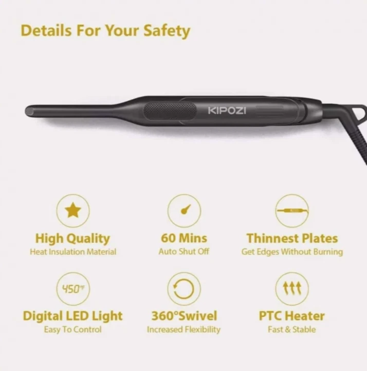 Flat Iron for Short Hair 3/10" Pencil Beard Hair Straightener adjustable Temp - Image 3 of 4