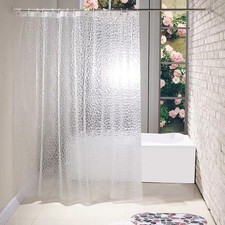 Shower Curtain Liner with 12 Plastic Hooks, 72x72 Inch Plastic Shower Curtain