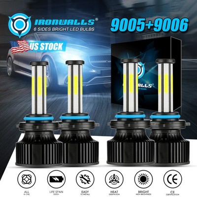 6Side 9005 9006 LED Headlight Bulb Conversion Kit High Low Beam 2800W 420000lm