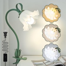 Clip on Light Flower Desk Lamp with Clamp,3 Color Modes LED Eye-Caring Readin...