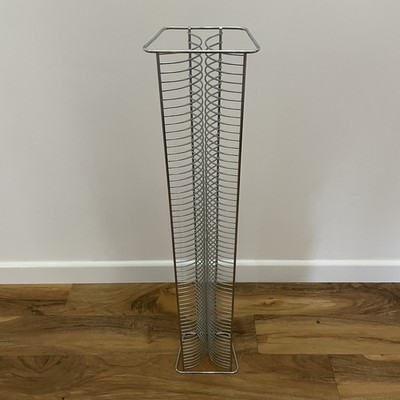 Chrom Metall CD Rack Aufbewahrung Turmregal | Platz für 60 Audio CDs | Silber 91 cm hoch