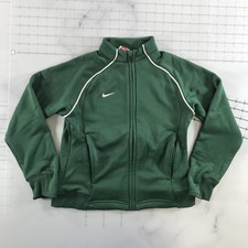 Nike Team Track Jacket Girls Small 7/8 Green Dri-FIT Warmup Full Zip Soccer