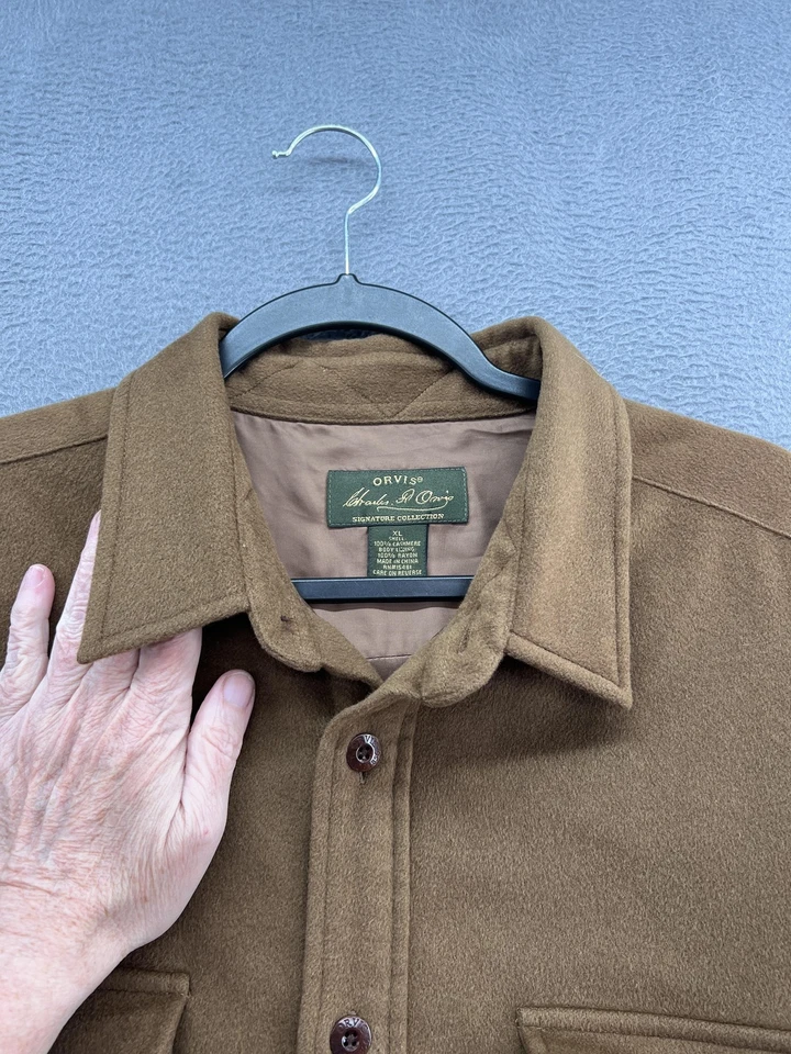 Orvis Signature Collection Jacket Mens XL Brown 100% Cashmere Lined Elbow Patch - Image 3 of 4