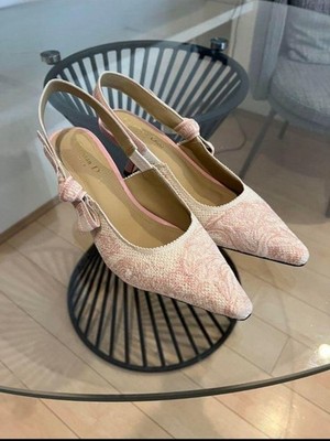 Christian Dior J'Adior Slingback Pumps Women's US 7.5 Pink Fabric