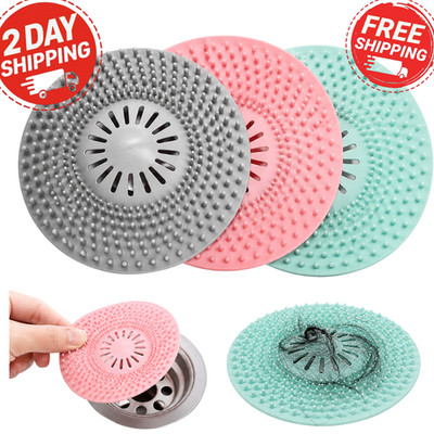 3 Pack Silicone Hair Catcher Shower Drain Cover Sink Strainer Stopper Set