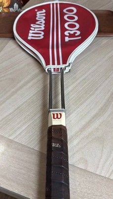 Vintage Wilson T 3000 steel racquet, 4 1/2, cover, strung, excellent + condition