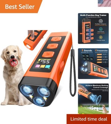 Long-Range Rechargeable Bark Control Device with 4 Frequency Settings & Display