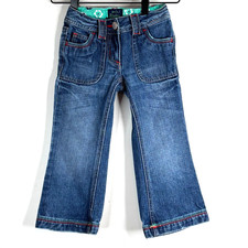 Mini Boden Bootcut Flare Jeans Girls 3-4Y Embroidered Back Flap Denim Classic
