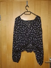 ZARA Bluse Schwarz mit Fliederblumen  – Größe L