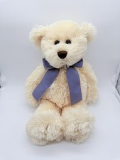 Toys R Us Animal Alley Teddy Bear Plush Tan Cream W/Bow Stuffed Animal Toy 18"