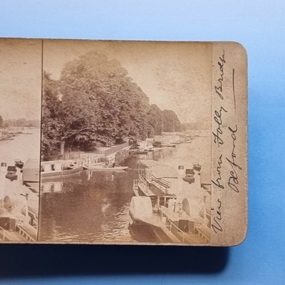 Oxford Stereoview 3D C1860 Real Photo Paddle Steamer At Folly Bridge Oxfordshire
