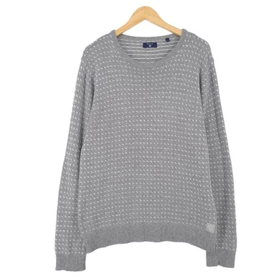 Gant Vintage Pull Homme Gris Col Rond Maille Fine Laine Coton Taille L - Photo 1/4