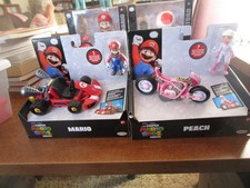 Super Mario Bros. Movie Figures Lot - Mario, Toad, Peach Mario Car by JAKKS