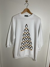 Vintage 1980s Penguin Winter Animal Pyramid Graphic Pullover Sweatshirt VTG 80s