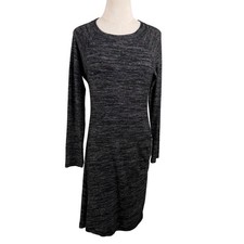 Banana Republic S Snitty Long Sleeve Dress Black Gray Space Dye Ruched Sheath