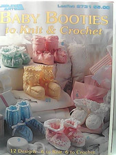 Leisure Arts Baby Booties to Knit or Crochet Pattern Book