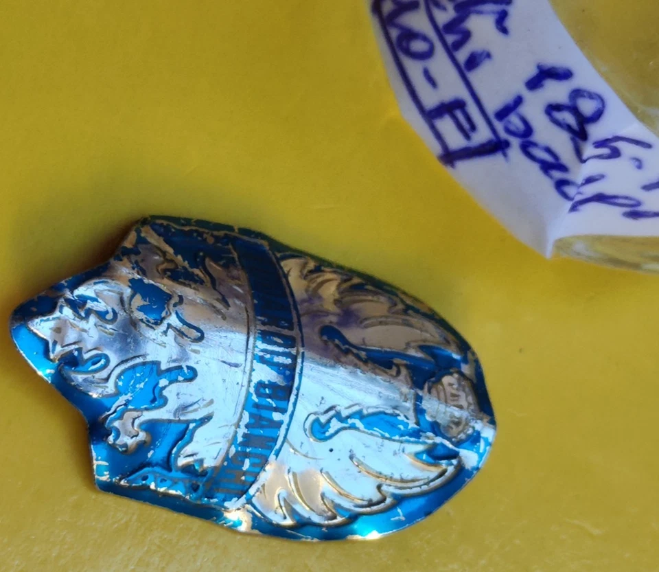 INSIGNIA CABEZA RARA VINTAGE EDOARDO BIANCHI HOJA ALUMINIO FRGGIO BICI VINTAGE Foto 3 de 4