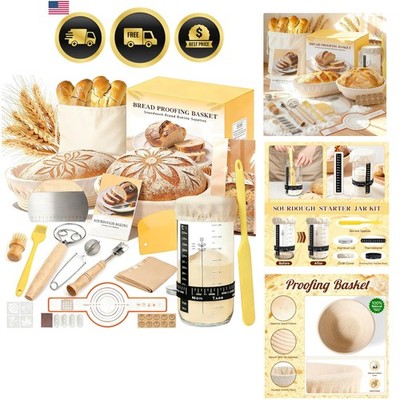 Sourdough Starter Kit, Sourdough Bread Baking Supplies, Round & Oval Banneton...
