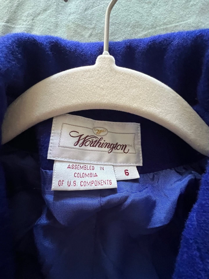 Blazer Worthington de Colección para Mujer Talla 26W Mezcla de Lana Azul Botón Único Uso Profesional Foto 4 de 4