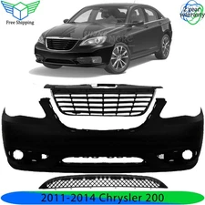 Front Bumper Fascia Paintable & Grille Assembly Kit For 2011-2014 Chrysler 200