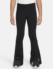 BIG KIDS Girls NIKE Open Bottom Flare Leg Leggings Size MEDIUM SWOOSH LOGO F9