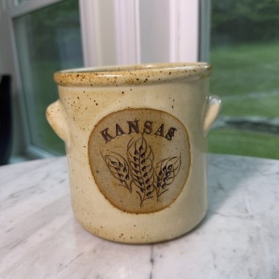 VTG Wayne Van Sickle Kansas Wheat Clay Stoneware Crock Signed Studio Art Pottery