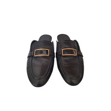 Tory Burch Black Leather Loafers Mules Slides Shoes Size 10.M