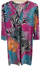 BANANA REPUBLIC Women's Size XS 3/4 Sleeve Pink Blue Floral Dress W/Stretch