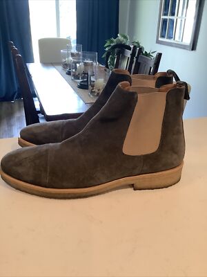 Taft Suede Grey Chukka Boots Slip On Cap Toe 45 