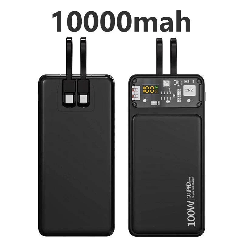 100W Super Fast Charging Power Bank with Built-in Cables Portable Charger Compatible with iPhone Samsung and More Devices 100W Super Fast Charging Power Bank with Built-in Cables Portable Charger Compatible with iPhone Samsung and More Devices