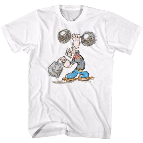 Popeye The Sailor Man Classic Cartoon Popeye Weight Lifting Men's T Shirt - Picture 3 of 3
